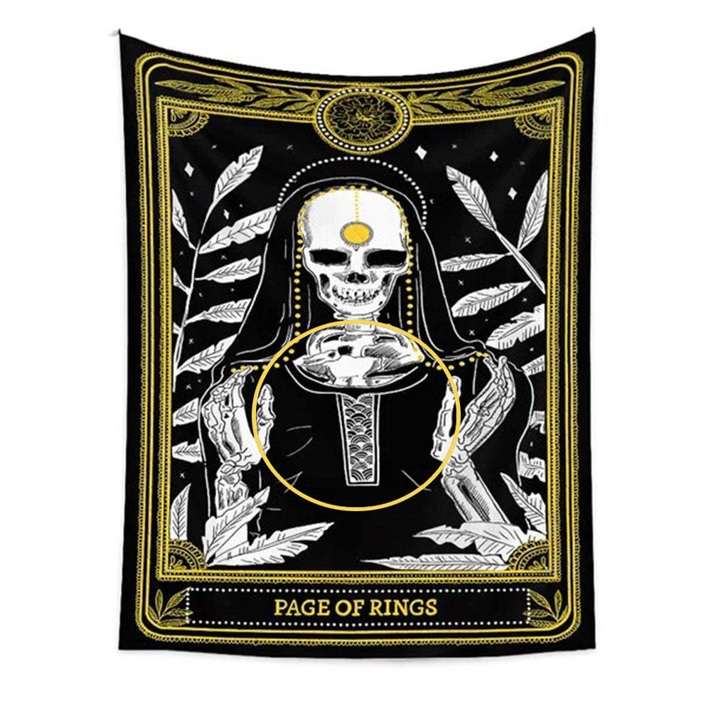 Tapestry Black Yellow Page Of Rings 95X70 Cm Tarot Card Psychedelic Scene Art Tapestries