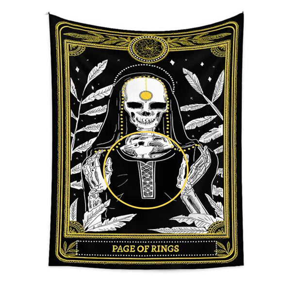 Tapestry Black Yellow Page Of Rings 95X70 Cm Tarot Card Psychedelic Scene Art Tapestries