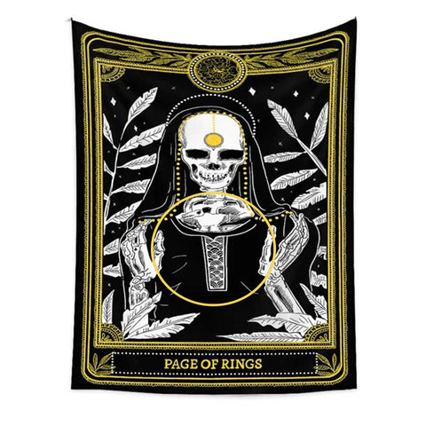 Tapestry Black Yellow Page Of Rings 95X70 Cm Tarot Card Psychedelic Scene Art Tapestries