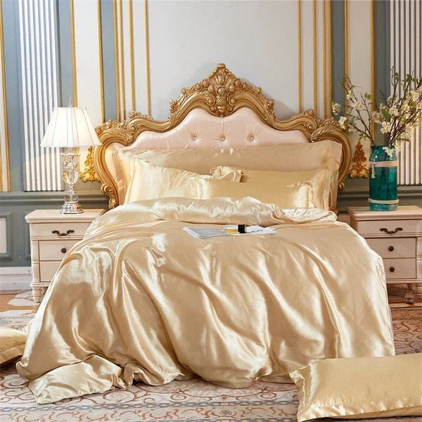 Beddings Beige King Size 3 Piece Satin Smooth Duvet Cover Set Polyester Other Bedding