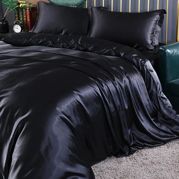 Beddings Black Duvet Cover Set 140X210cm Pcs Satin Polyester Other Bedding