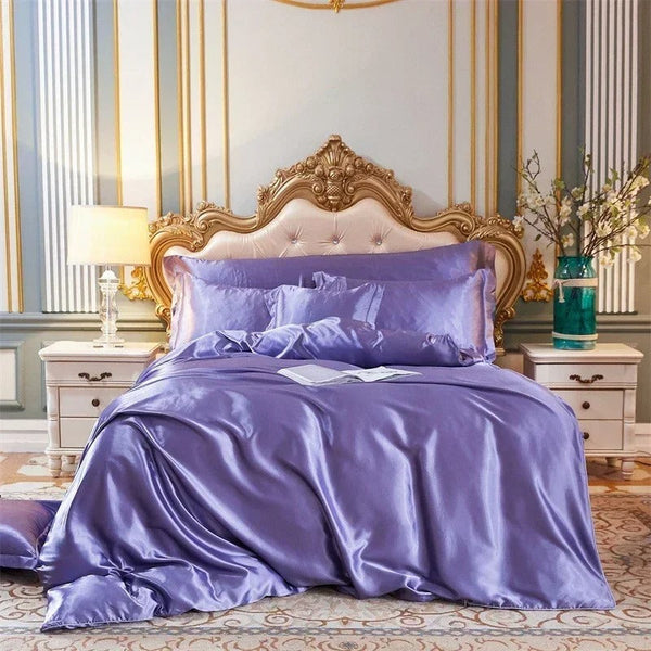 Beddings Light Purple Au Queen Size Satin Duvet Cover Set Luxury Polyester Quilt Covers