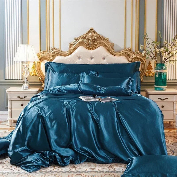 Beddings Blue Us Queen Size Duvet Cover Set Luxury Polyester Silky Soft Other Bedding