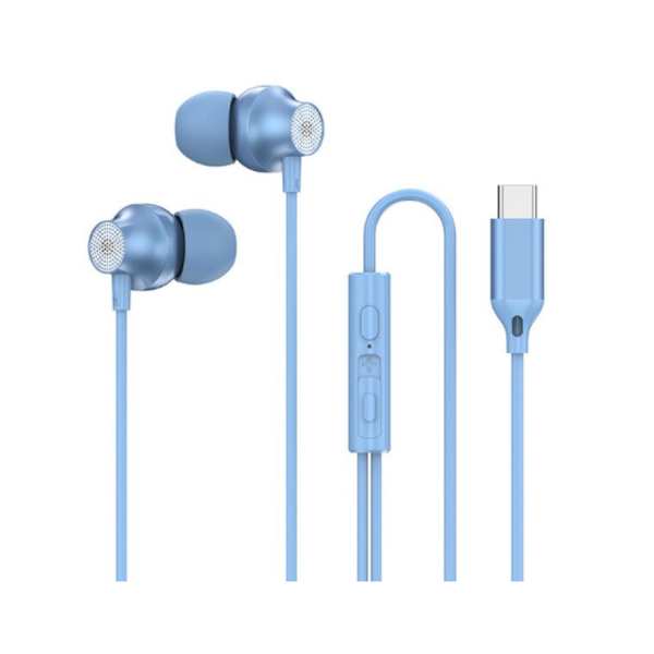 In Ear Type C Flat Mouth Metal Heavy Bass Earbuds Wired Earphones
