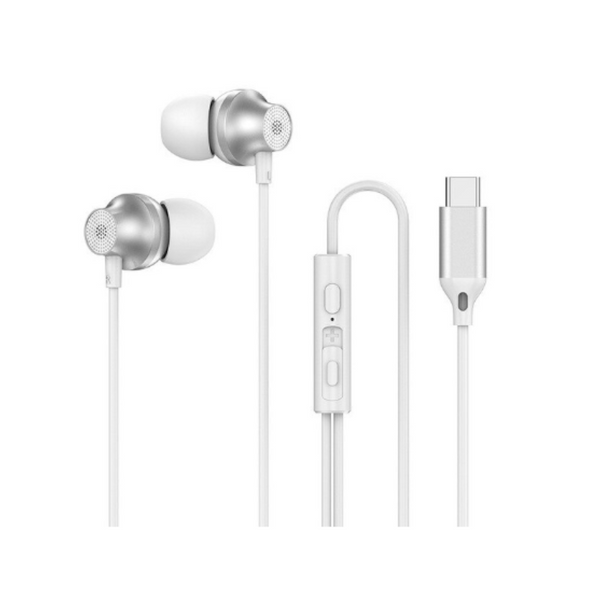 In Ear Type C Flat Mouth Metal Heavy Bass Earbuds Wired Earphones