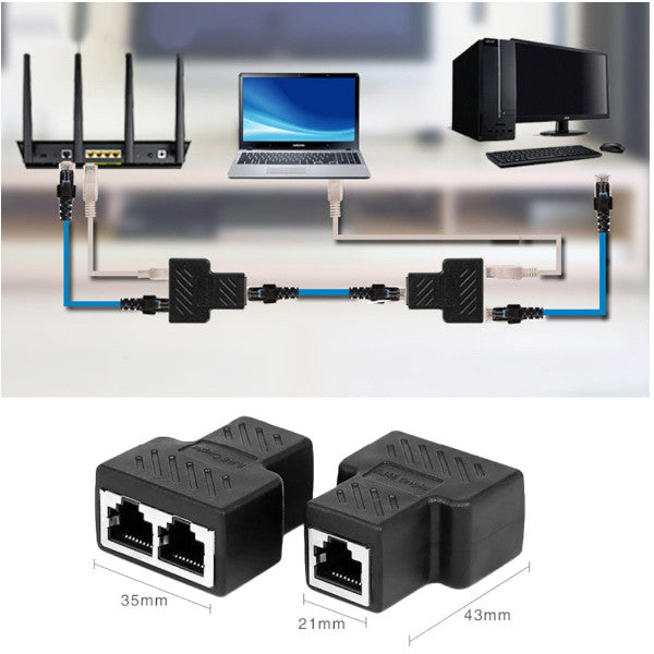 Ethernet Cables (RJ 45/8P8C) Network Cable Splitter 1 To 2 Lan Rj45 Extender Plug Adapter Connector For Ethernet