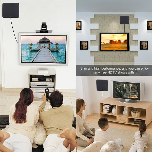 Indoor Digital Tv Antenna High Performance 25 Mile Range With 5M Coax Cable Better Reception Hdtv Black Antennas