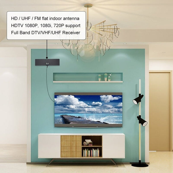 Indoor Hdtv Antenna Digital Tv Flat Panel Uhf Fm Signal Receiver