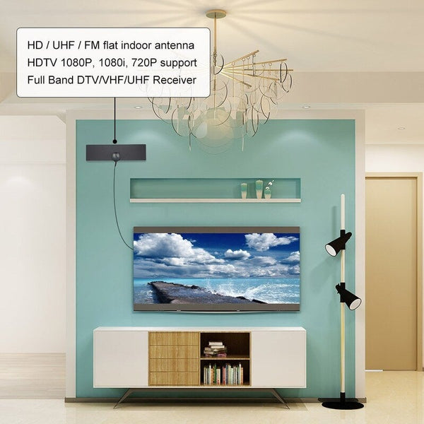 Indoor Hdtv Antenna Digital Tv Flat Panel Uhf Fm Signal Receiver Antennas