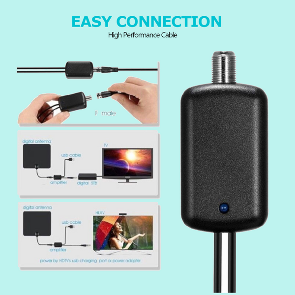 Antennas Indoor Hdtv Digital Tv Antenna Amplifier Signal Booster Cable Adapter For Tvfox
