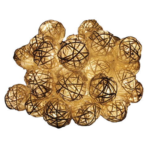 Indoor 2M / 6M Led Rattan Balls Battery Powered Decoration String Lights