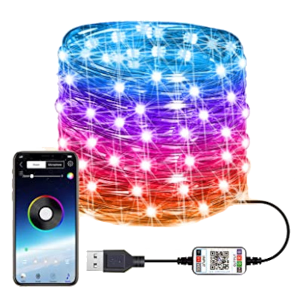 Indoor 5M 50Led Phone Bluetooth App Control String Lights