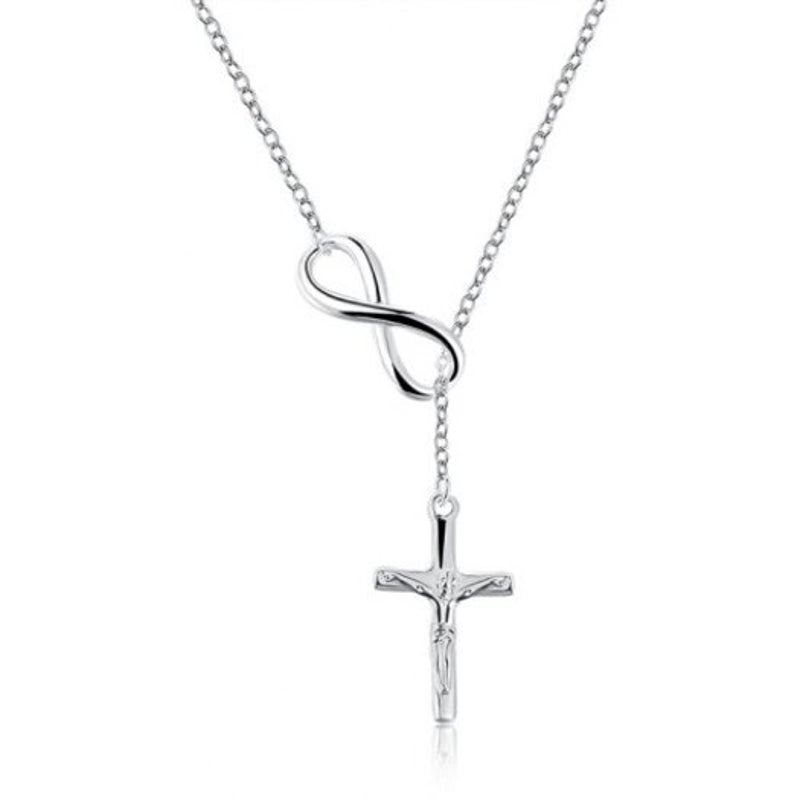 Veile Studios Infinite Crucifix Chain Pendant Necklace Silver Necklaces & Pendants