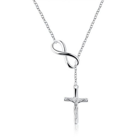 Veile Studios Infinite Crucifix Chain Pendant Necklace Silver Necklaces & Pendants