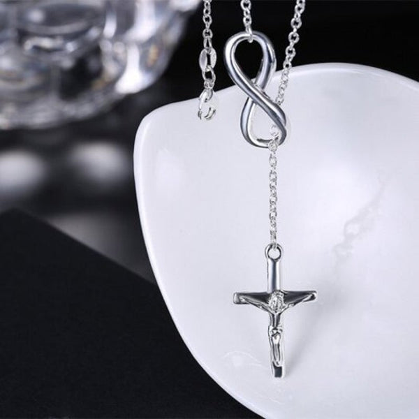 Veile Studios Infinite Crucifix Chain Pendant Necklace Silver Necklaces & Pendants