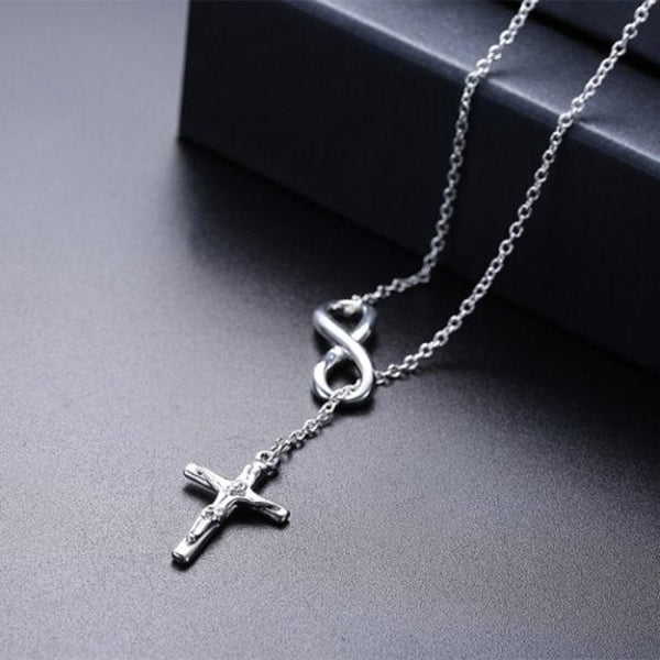 Veile Studios Infinite Crucifix Chain Pendant Necklace Silver Necklaces & Pendants