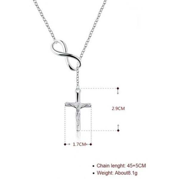 Veile Studios Infinite Crucifix Chain Pendant Necklace Silver Necklaces & Pendants