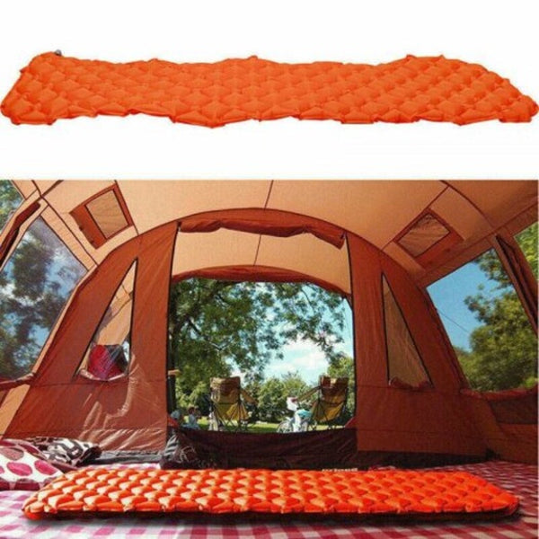 Inflatable Sleeping Mat Ultralight Camping Pad Folding Air Mattress Hiking Tent One Seat Orange