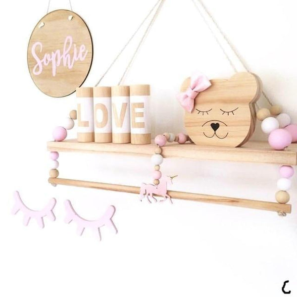 Nordic Style Beads Hanging Display Rack Wall Shelf Wall Hangings