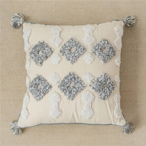 Ins Moroccan Style Cushion Cover Geometric Tufted Cotton Embroidered Pillowcase 45 X 45Cm S1