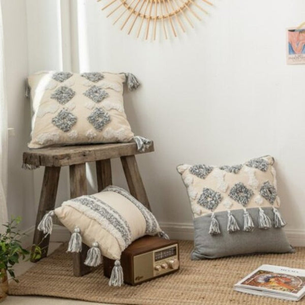 Ins Moroccan Style Cushion Cover Geometric Tufted Cotton Embroidered Pillowcase 45 X 45Cm S1 Cushions & Decorative Pillows