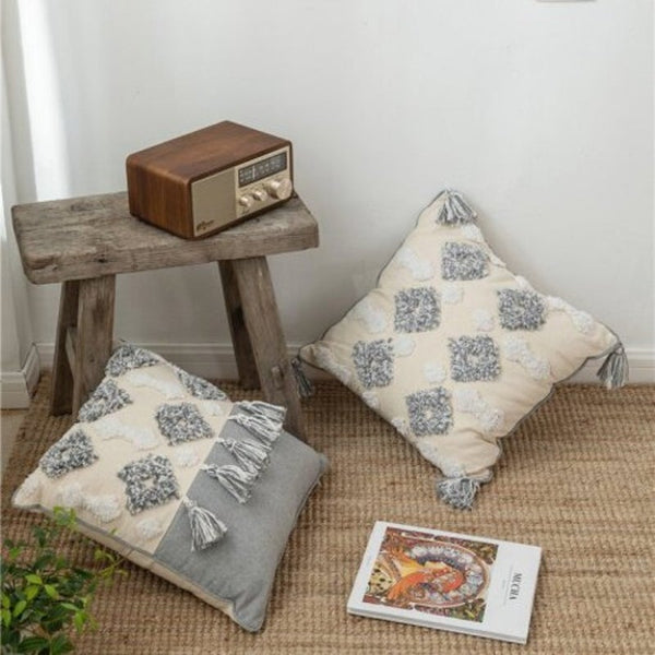 Ins Moroccan Style Cushion Cover Geometric Tufted Cotton Embroidered Pillowcase 45 X 45Cm S1 Cushions & Decorative Pillows