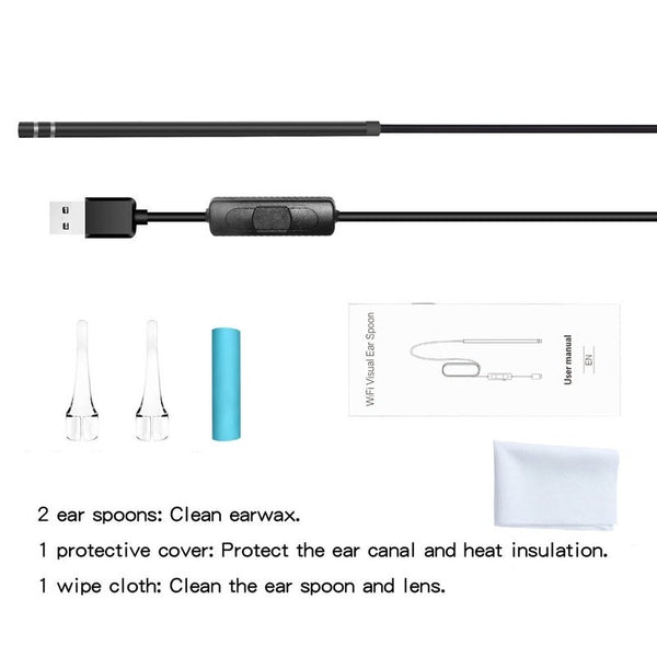 Hd Wifi Ear Canal Endoscope Multifunctional Visual Spoon Ears Cleaning Tool With 6 Leds 1.3Mp