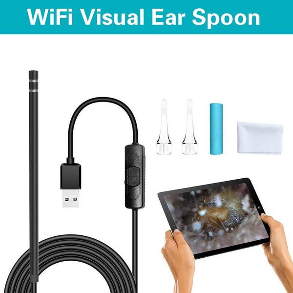 Hd Wifi Ear Canal Endoscope Multifunctional Visual Spoon Ears Cleaning Tool With 6 Leds 1.3Mp