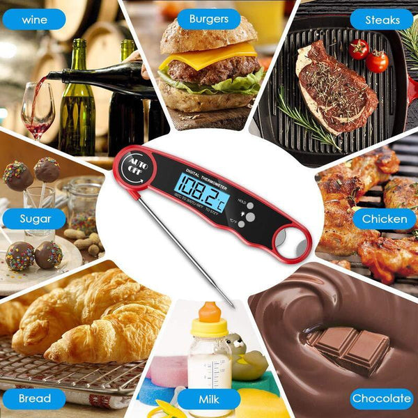 Instant Meat Ultra Fast Waterproof Digital Food With 4.6 Folding Probe Calibration Function Kitchen Candy Bbq Grill Smokers Cooking Thermometers