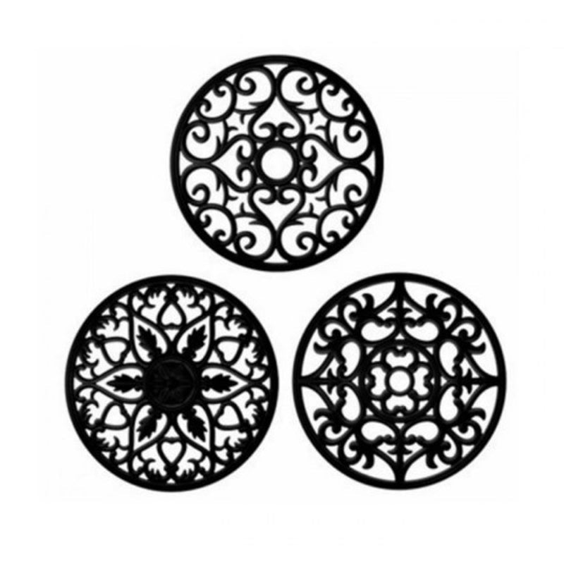 Insulated Silicone Placemats Non Slip Mat 3Pcs Black Coasters