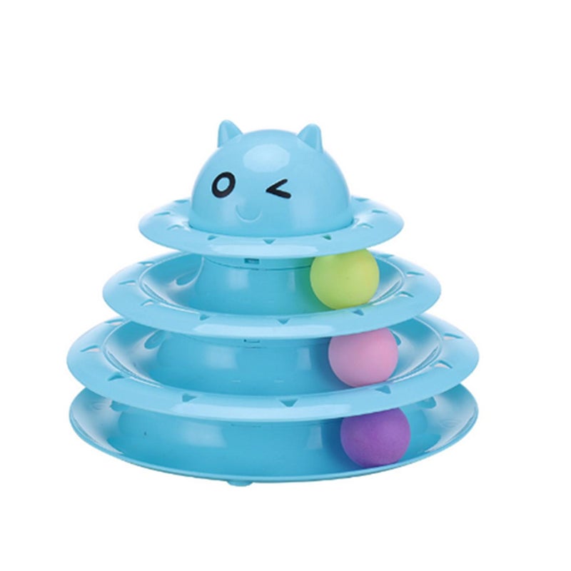 Interactive Cat Toy 3 Layer Circle Track With Moving Balls Turntable Feather Intellectual Sports Cat Toys