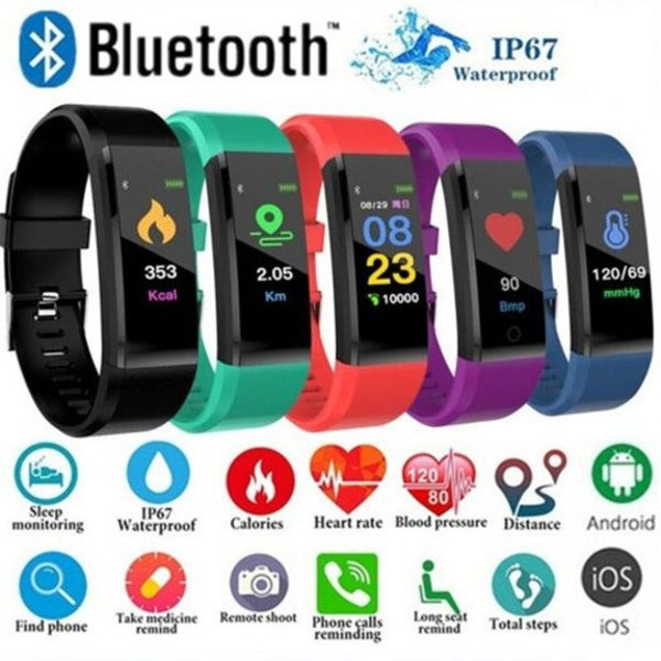Smart Watches Ios Outdoor Waterproof Smart Pedometer 115 Plus Blood Pressure Monitoring Heart Rate Counter Purple