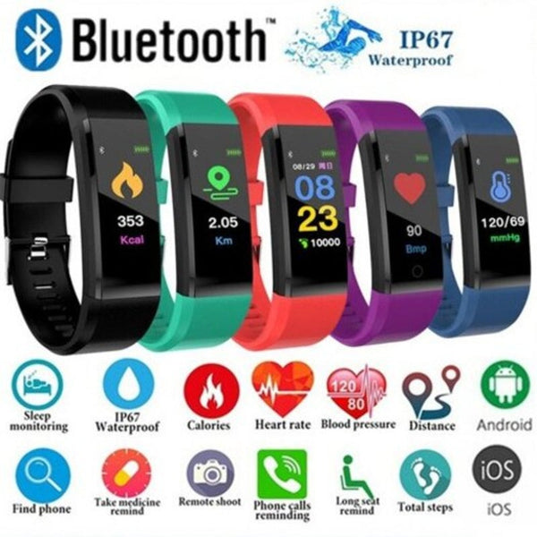 Ios Outdoor Waterproof Smart Pedometer 115 Plus Blood Pressure Monitoring Heart Rate Counter Purple