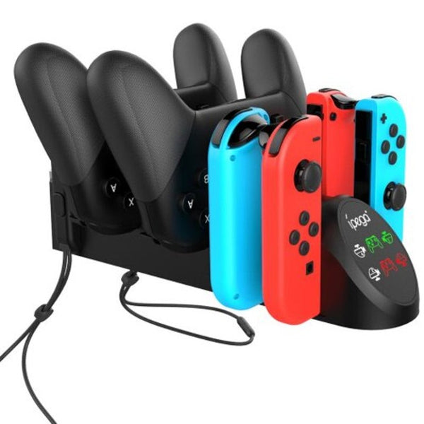 9187 Motorcycle 6 In Charging Base Dock For Nintendo Switch Joycon Pro Mirror Black Chargers & Charging Docks