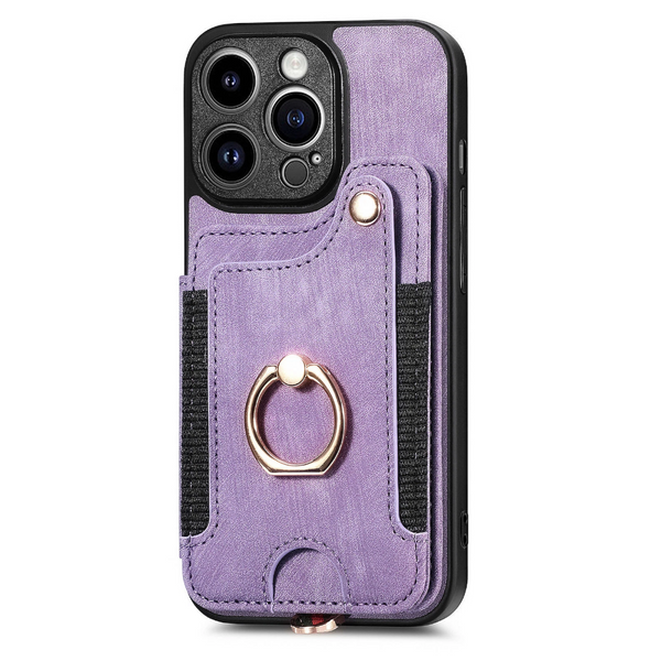 Iphone 11 Compatible Leather Case With Rfid Blocking Multi Functional Card Holder Lanyard Anti Theft Ring Light Purple Cases Covers & Skins