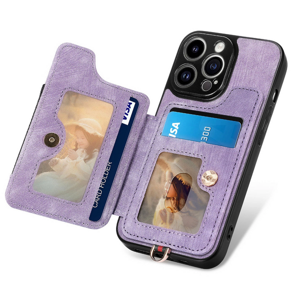 Iphone 11 Compatible Leather Case With Rfid Blocking Multi Functional Card Holder Lanyard Anti Theft Ring Light Purple Cases Covers & Skins