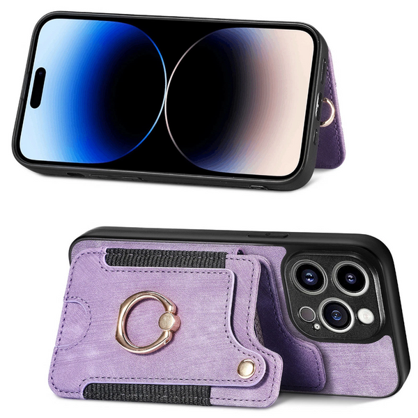 Iphone 11 Compatible Leather Case With Rfid Blocking Multi Functional Card Holder Lanyard Anti Theft Ring Light Purple Cases Covers & Skins
