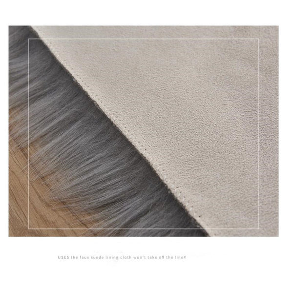 60X90cm Irregular Artificial Wool Fur Soft Plush Rug Carpet Mat Dark Grey