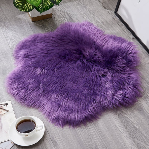 60X60cm Irregular Artificial Wool Fur Soft Plush Rug Carpet Mat Purple Rugs