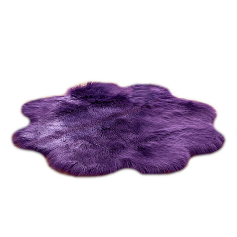 90X90cm Irregular Artificial Wool Fur Soft Plush Rug Carpet Mat Purple