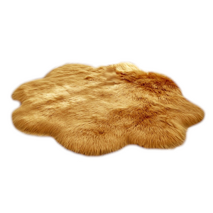 90X90cm Irregular Artificial Wool Fur Soft Plush Rug Carpet Mat Yellow Camel
