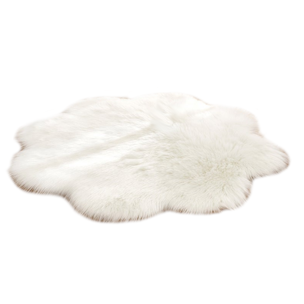 90X90cm Irregular Artificial Wool Fur Soft Plush Rug Carpet Mat White