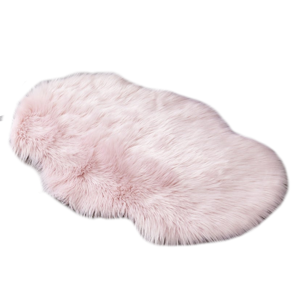 60X90cm Irregular Artificial Wool Fur Soft Plush Rug Carpet Mat Light Pink Rugs
