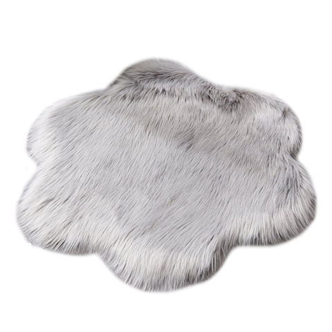 Rugs 60X60cm Irregular Artificial Wool Fur Soft Plush Rug Carpet Mat Light Grey