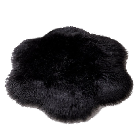 60X60cm Irregular Artificial Wool Fur Soft Plush Rug Carpet Mat Black Rugs
