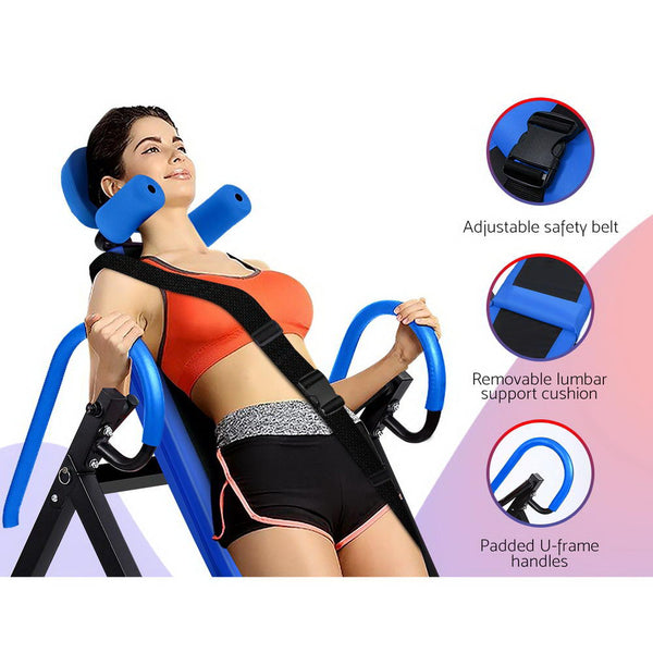 Everfit Gravity Inversion Table Foldable Stretcher Inverter Home Gym Fitness Home Gyms