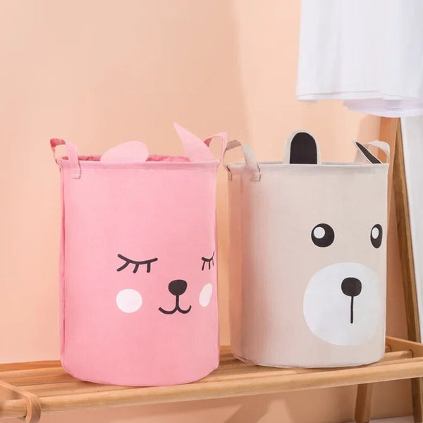 Storage Bag Rabbit Waterproof Folding Clothing Organizer Cartoon Art Bucket Hanging Closet Storage