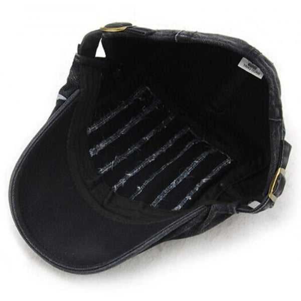 11949 Unisex Adult Cotton Striped Beret Dark Gray Hats