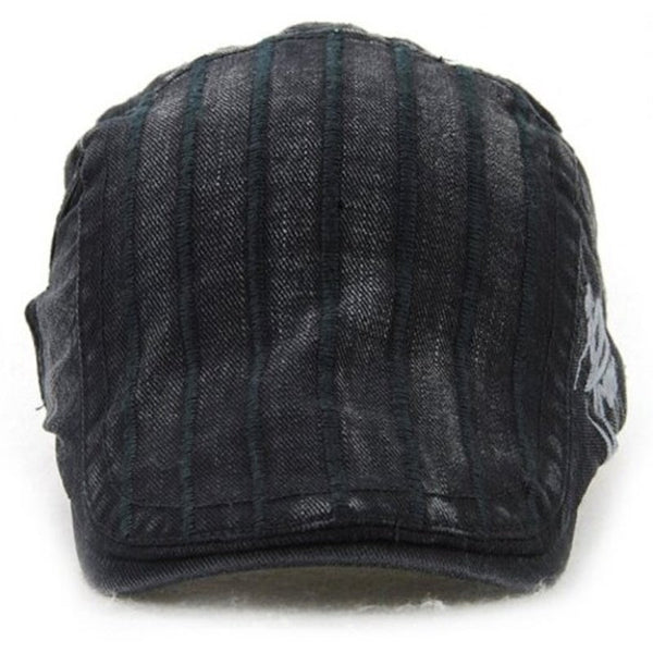 11949 Unisex Adult Cotton Striped Beret Dark Gray Hats