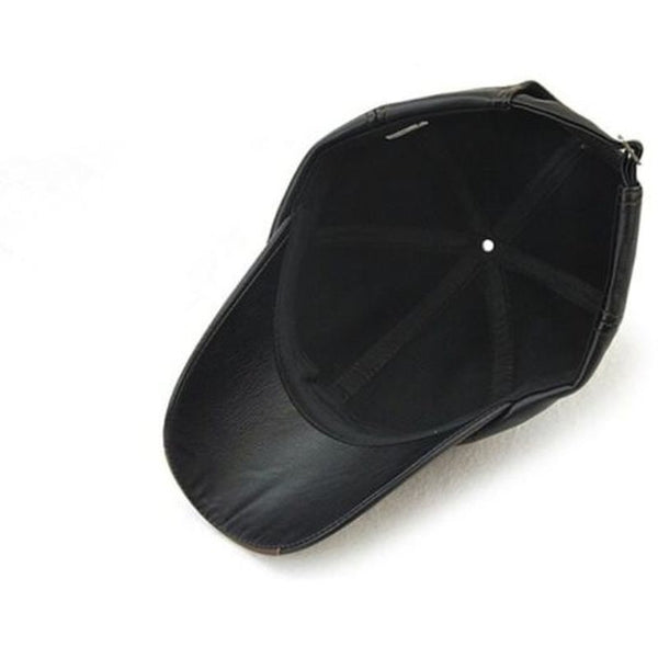 Fashion Men Leather Baseball Cap Black Hats & Headwear